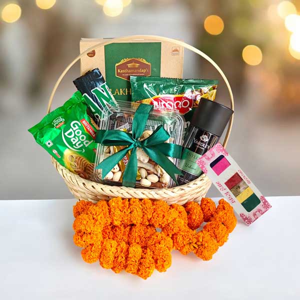 Bhai Masala, Snack and Sayapatri Mala Gift Basket - Flowers to Nepal - FTN