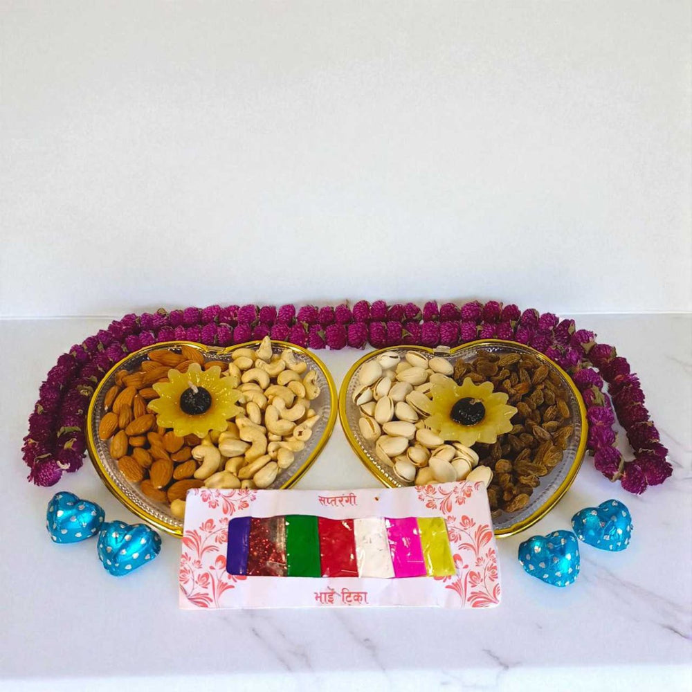 Bhai Tika Combo: Masala Tray, Mala & Candle - Flowers to Nepal - FTN
