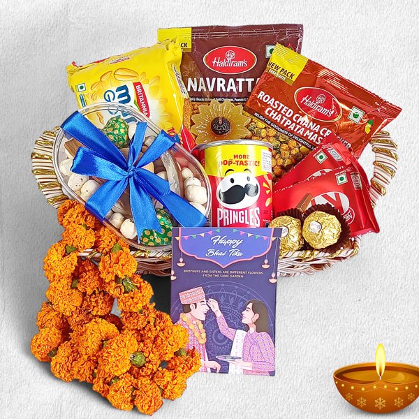 Bhai Tika Festive Snack Gift Basket (card free) - Flowers to Nepal - FTN