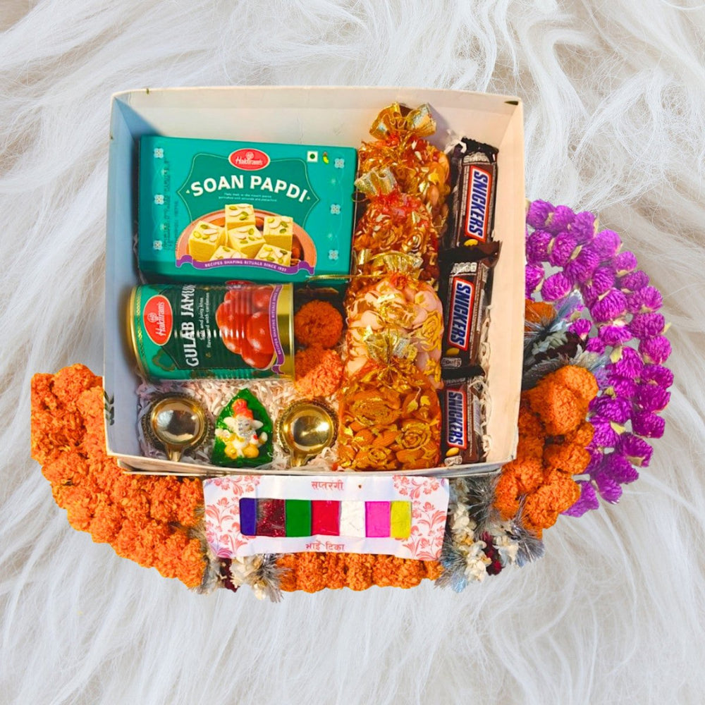 Bhai Tika Ganesh Gift Set With Saptarangi Tika & Mala - Flowers to Nepal - FTN
