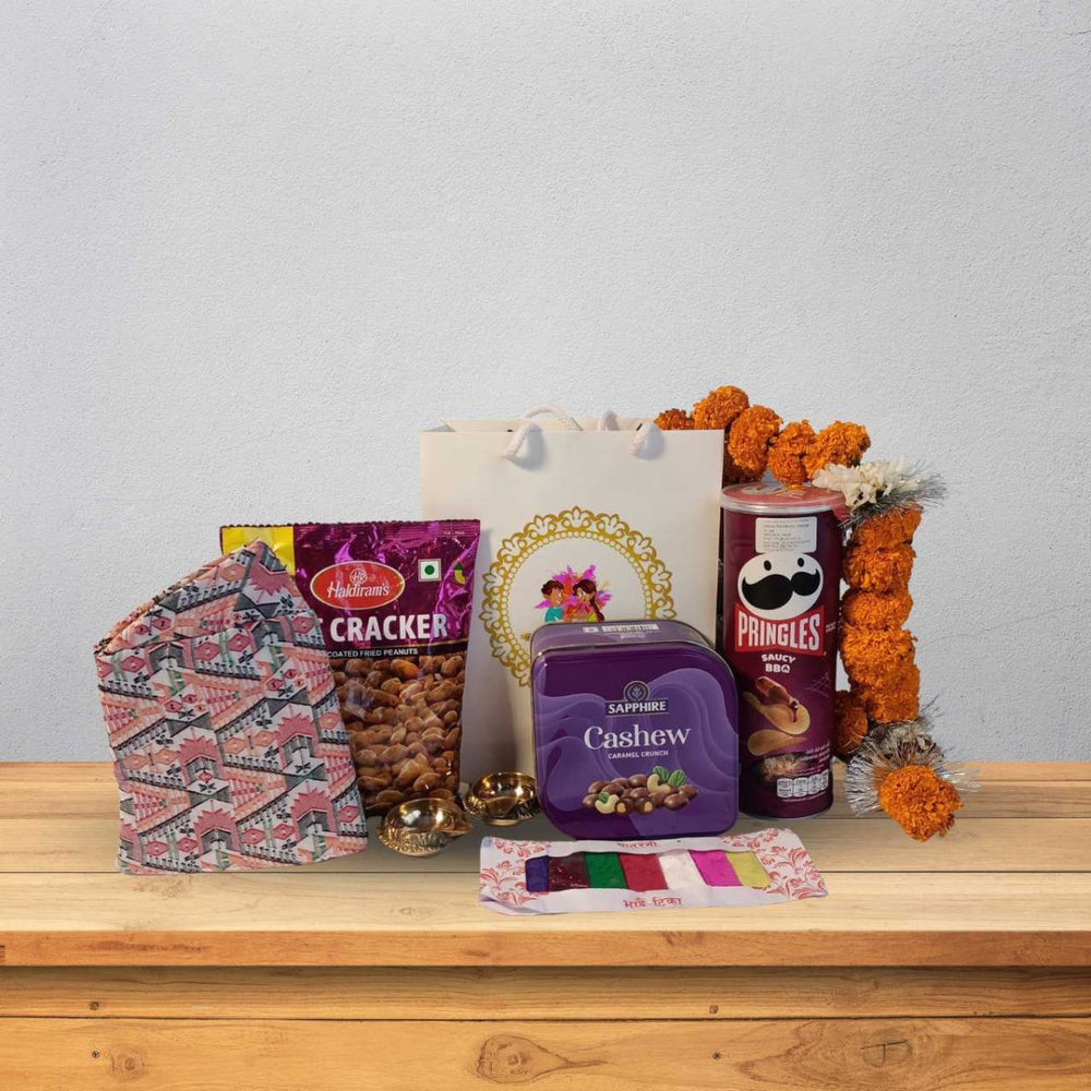 Bhai Tika Gift Set with Dhaka Topi - Flowers to Nepal - FTN