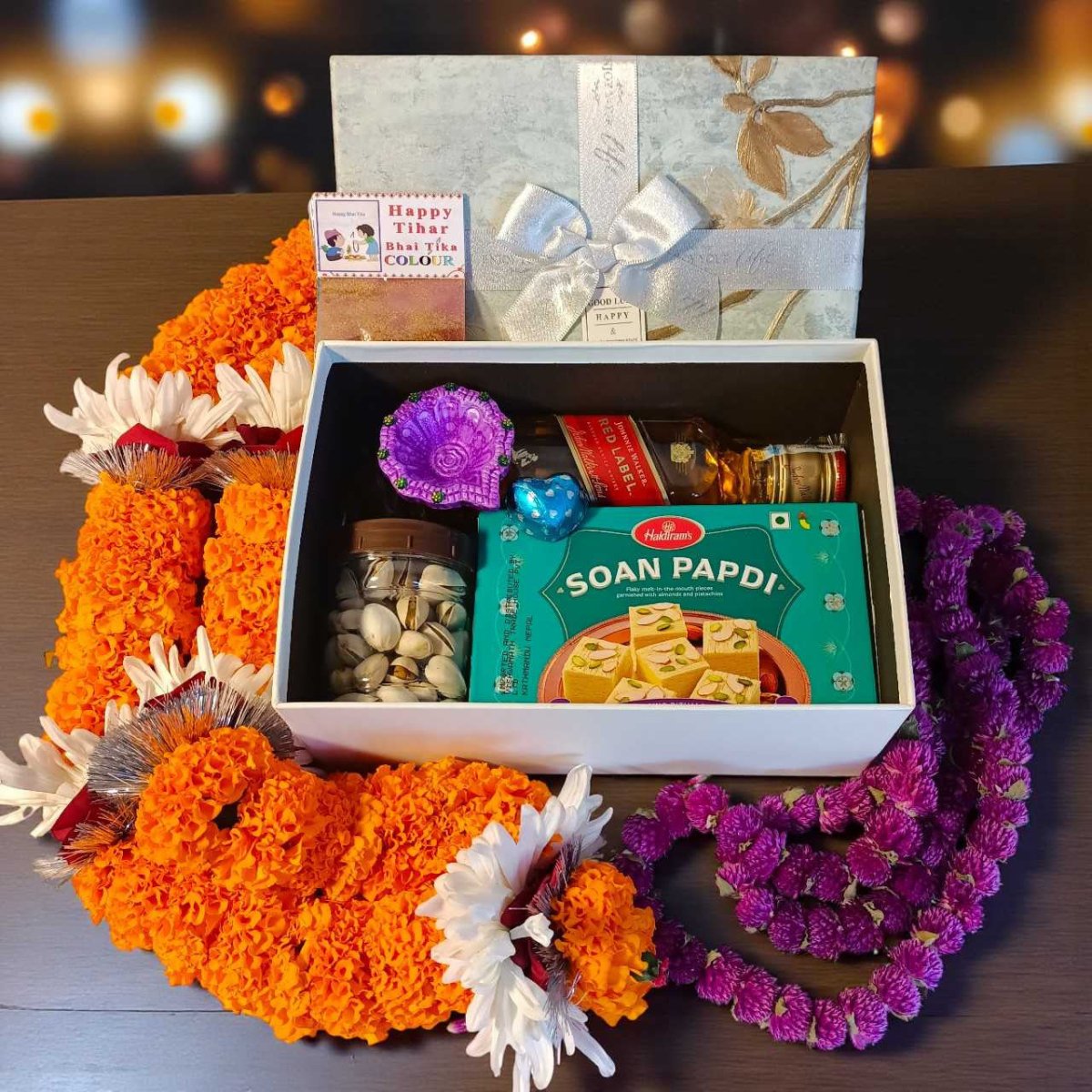 Bhai Tika Gift with 200ml Red Label & Mala - Flowers to Nepal - FTN