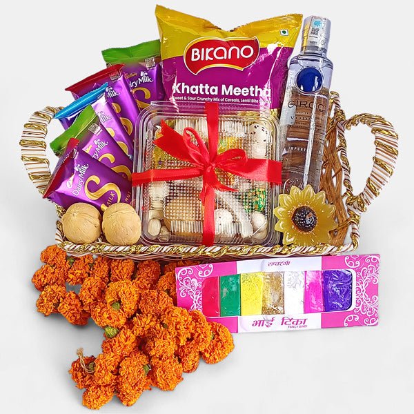 Bhai Tika Special Beverage & Sweet Delights Hamper - Flowers to Nepal - FTN