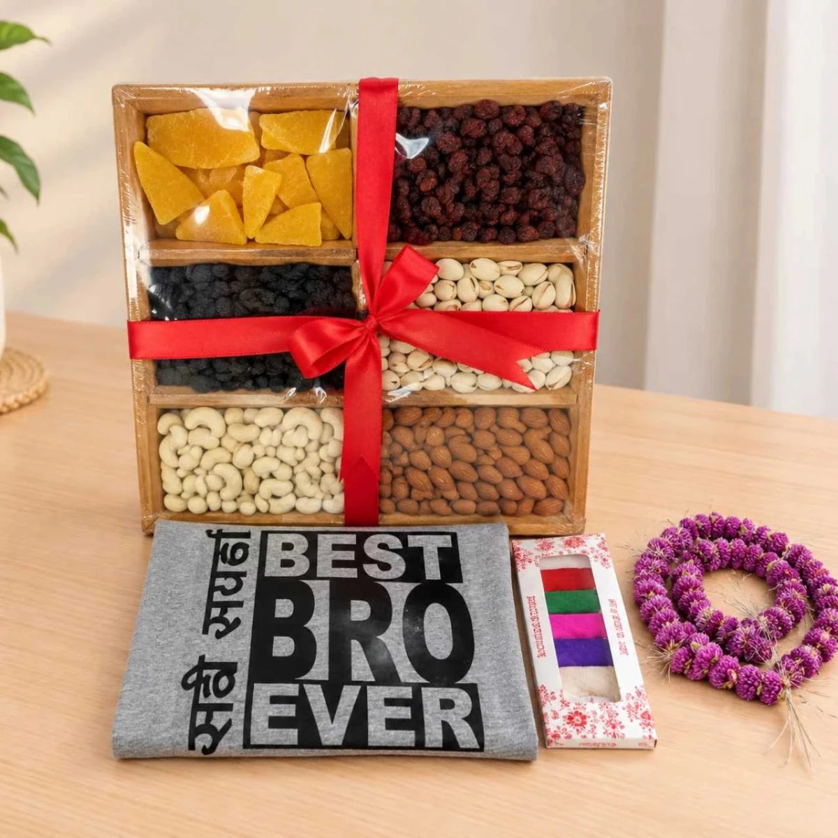 Bhai Tika T-Shirt, Dry Fruits & Tika Gift Tray - Flowers to Nepal - FTN