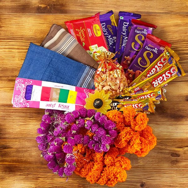 Bhaitika Sweet Treat Gift on Tray - Flowers to Nepal - FTN