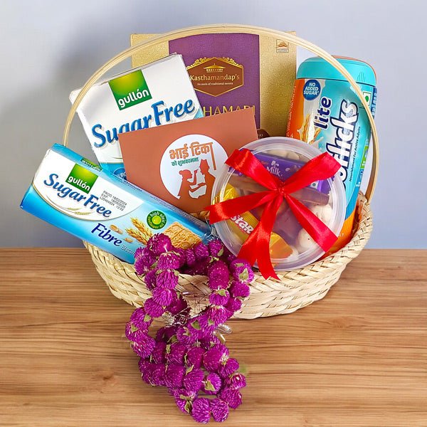 Bhaitika with Sugar Free Snack and Bhai Masala Hamper - Flowers to Nepal - FTN