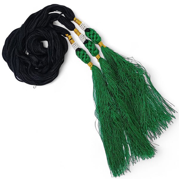 Black Chulthi Dhago Featuring Pearl and Green Tassel - Flowers to Nepal - FTN