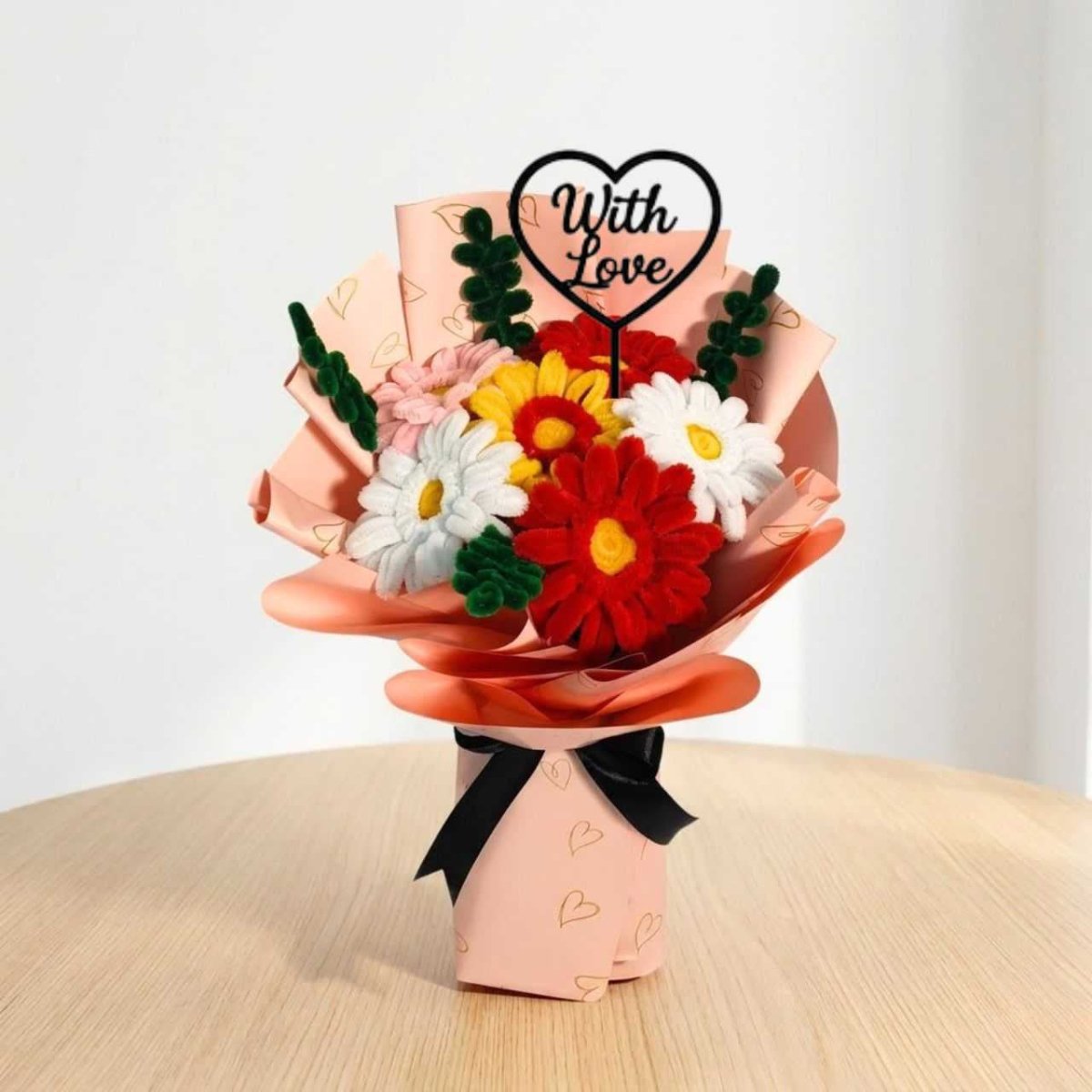 Black Heart Fuzzy Wire Lily Bouquet - Flowers to Nepal - FTN