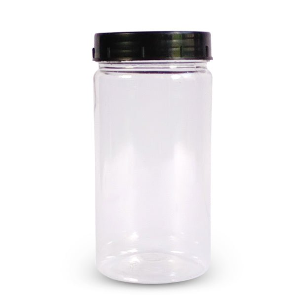 Black Lid Plastic Jar 400ml - Flowers to Nepal - FTN