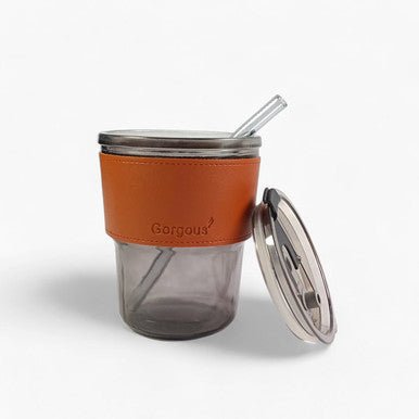 Black Sipper Glass with Straw and Lid – 400ml - Flowers to Nepal - FTN