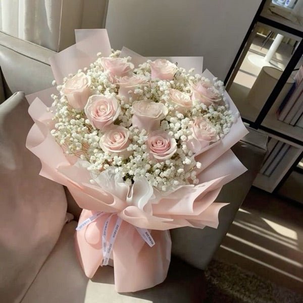 Blooming Pink Rose Bouquet - Flowers to Nepal - FTN