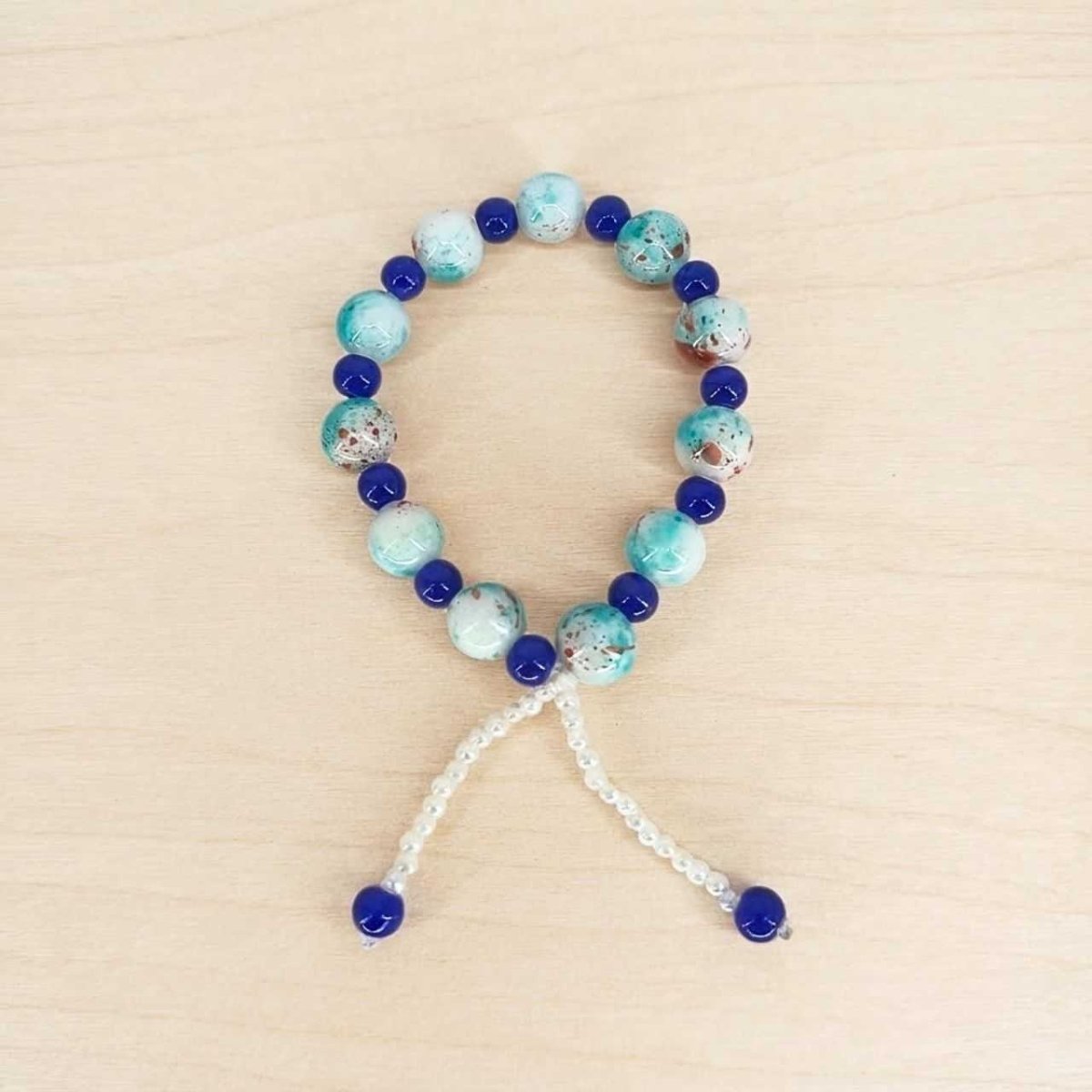 Blue & Turquoise Marbled Beaded Bracelet - Flowers to Nepal - FTN