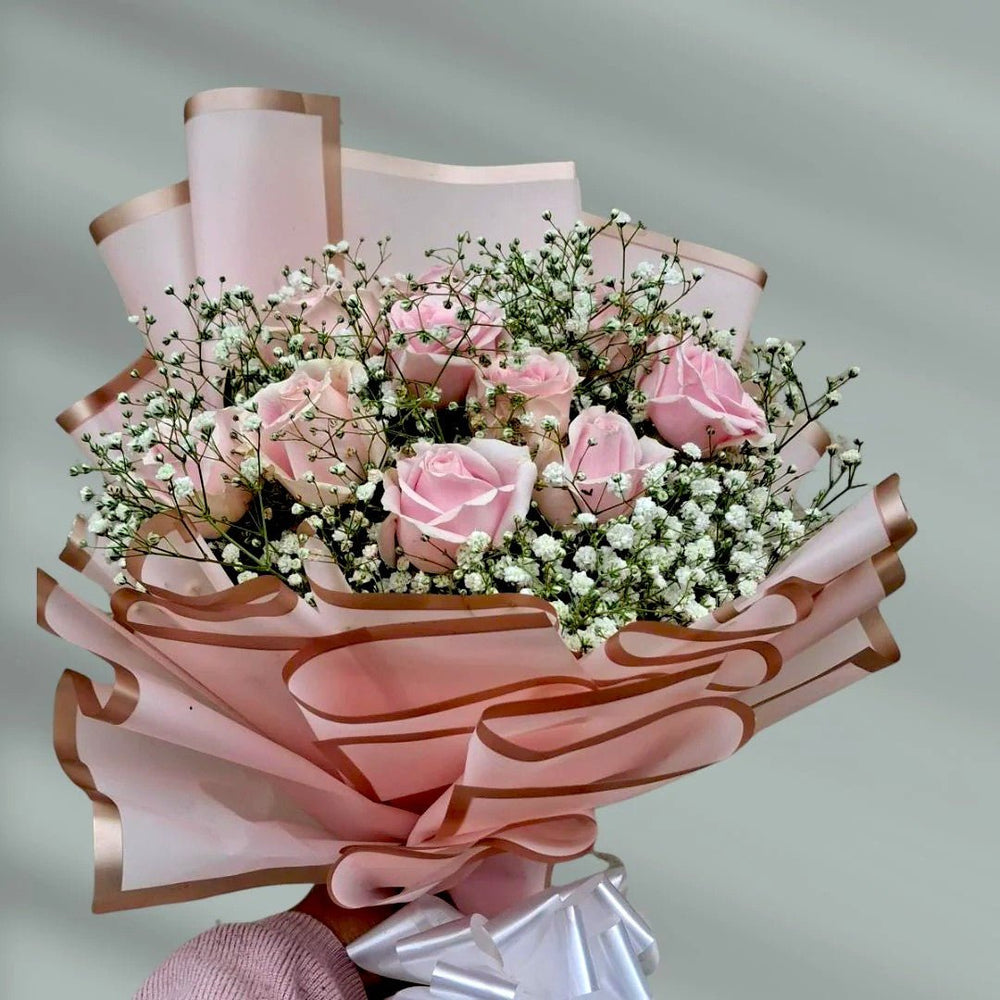 Blush Pink Dozen Rose Bouquet - Flowers to Nepal - FTN