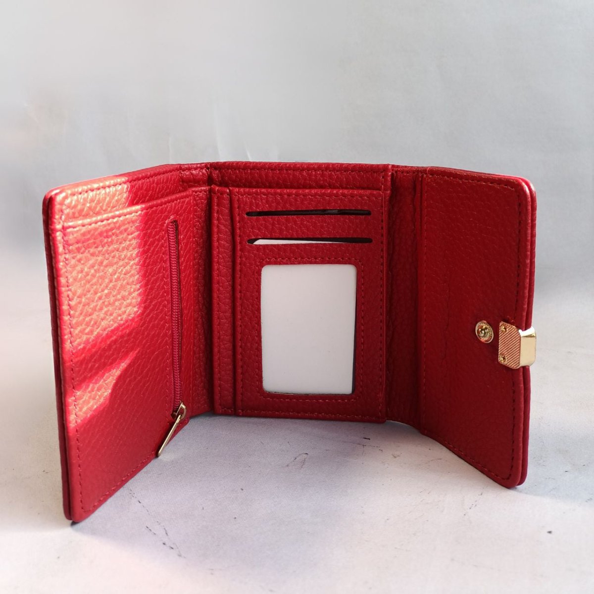 Boershi Red Compact Trifold Leather Wallet - Flowers to Nepal - FTN