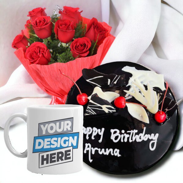 Bouquet, Mug, and Cake Combo - Flowers to Nepal - FTN