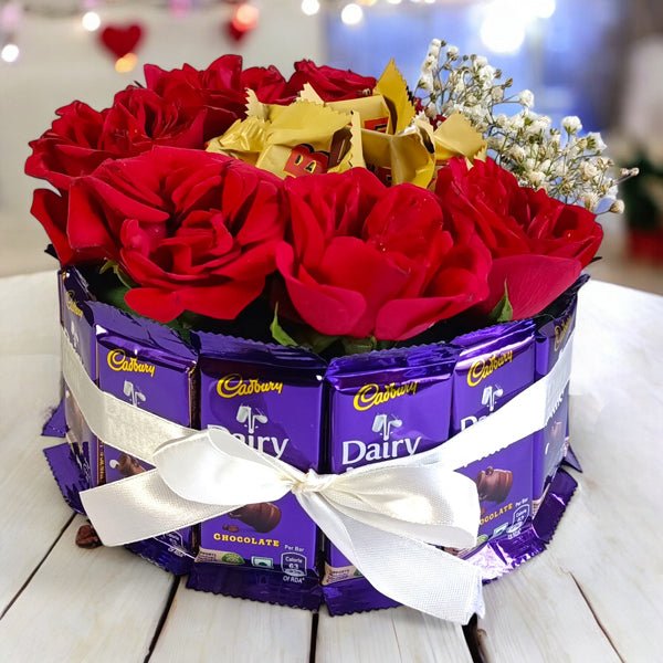 bouquet of roses and Chocolate - Flowers to Nepal - FTN