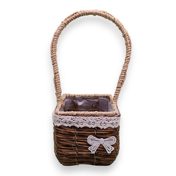 Bow Design Handle Metal Basket - Flowers to Nepal - FTN