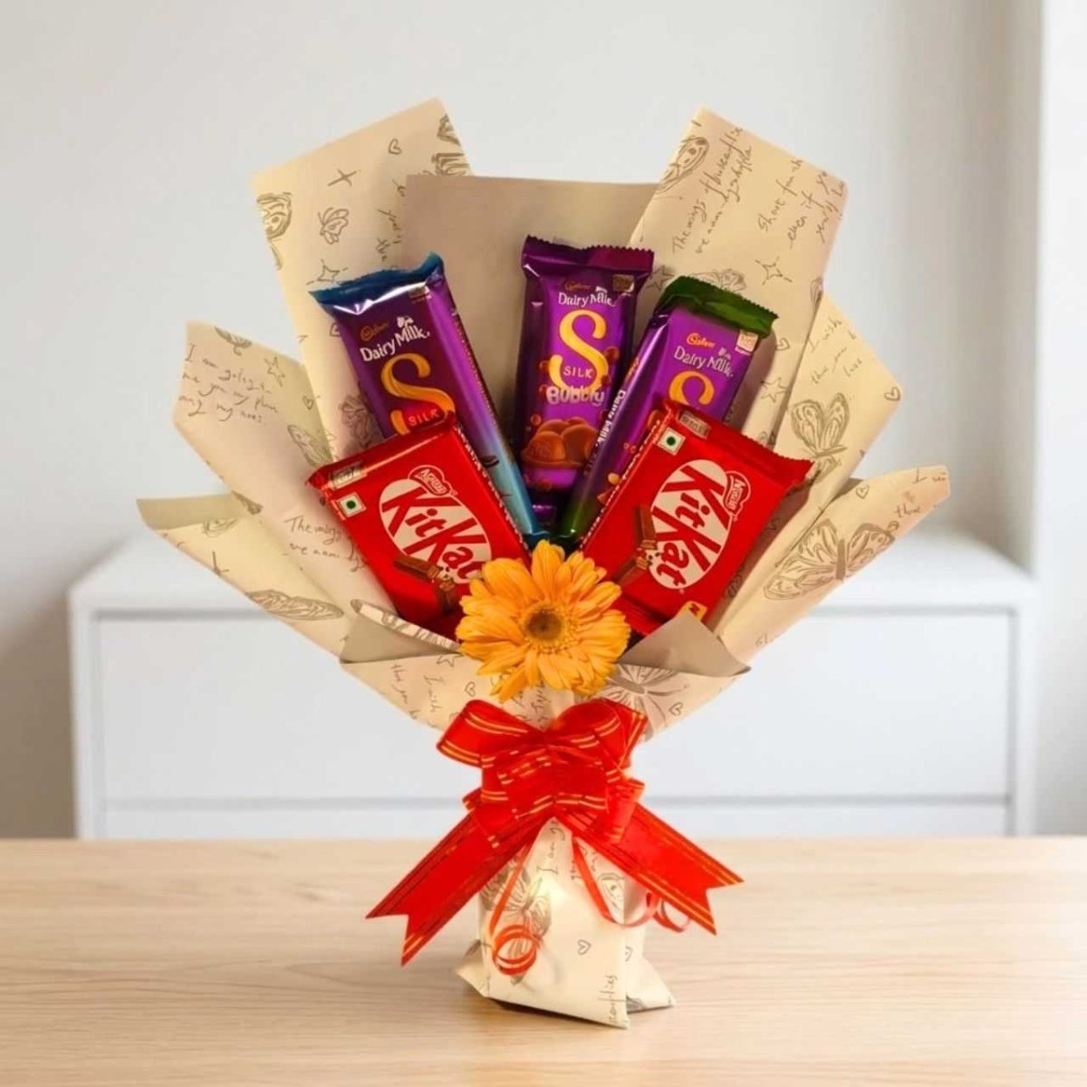 Bright Gerbera Chocolate Surprise - Flowers to Nepal - FTN