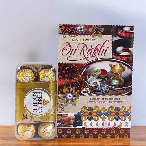 Brother's Gift: Stylish Card with Ferrero Rocher Box - Flowers to Nepal - FTN