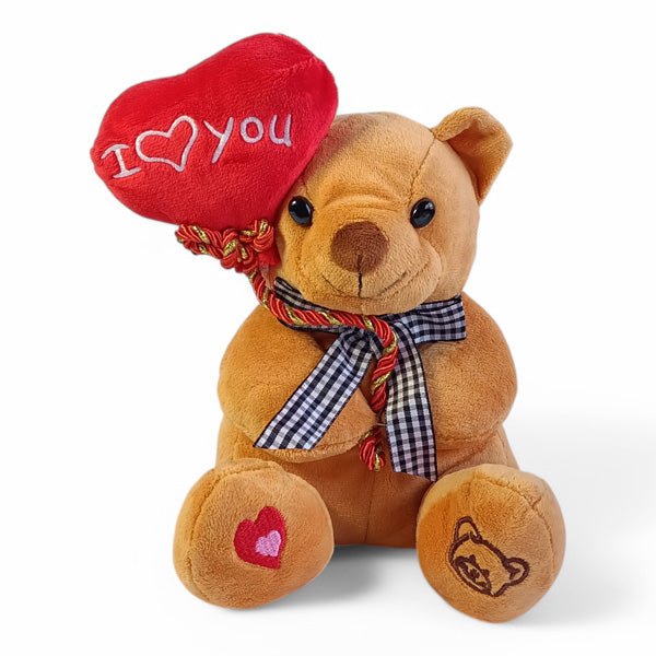 Brown Teddy Bear Holding I Love You Heart - Flowers to Nepal - FTN