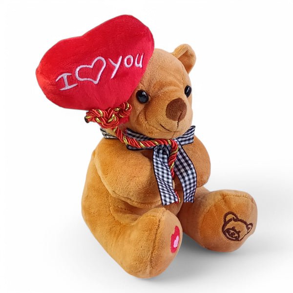 Brown Teddy Bear Holding I Love You Heart - Flowers to Nepal - FTN