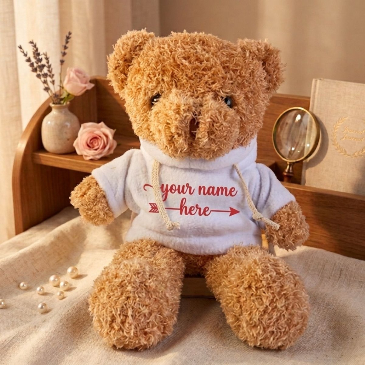 Brown Teddy Bear with Personalized Hoodie - 11 Inches - Flowers to Nepal - FTN