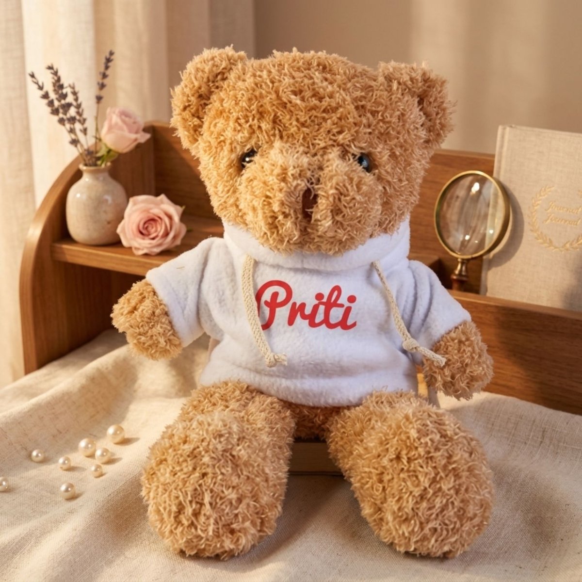 Brown Teddy Bear with Personalized Hoodie - 11 Inches - Flowers to Nepal - FTN