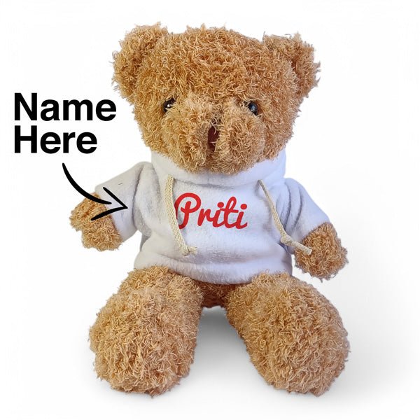 Brown Teddy Bear with Personalized Hoodie - 11 Inches - Flowers to Nepal - FTN