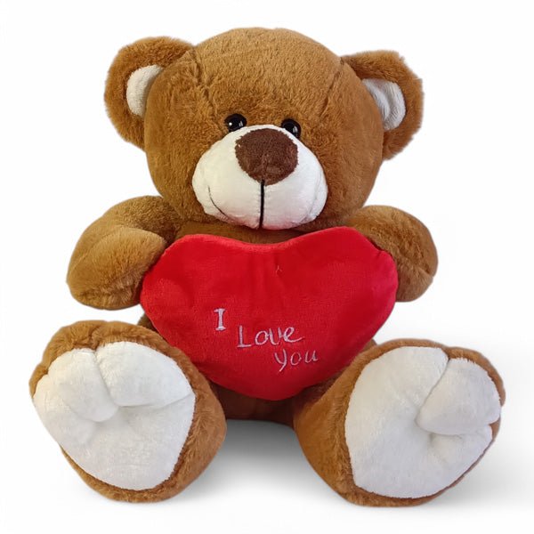 Brown Teddy with Red I Love You Heart - 13 Inches - Flowers to Nepal - FTN