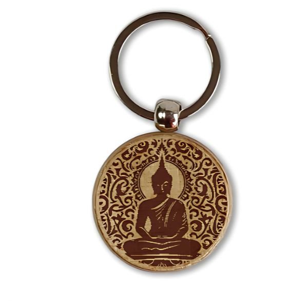 Buddha Design Engraved Wood Keyring - Flowers to Nepal - FTN