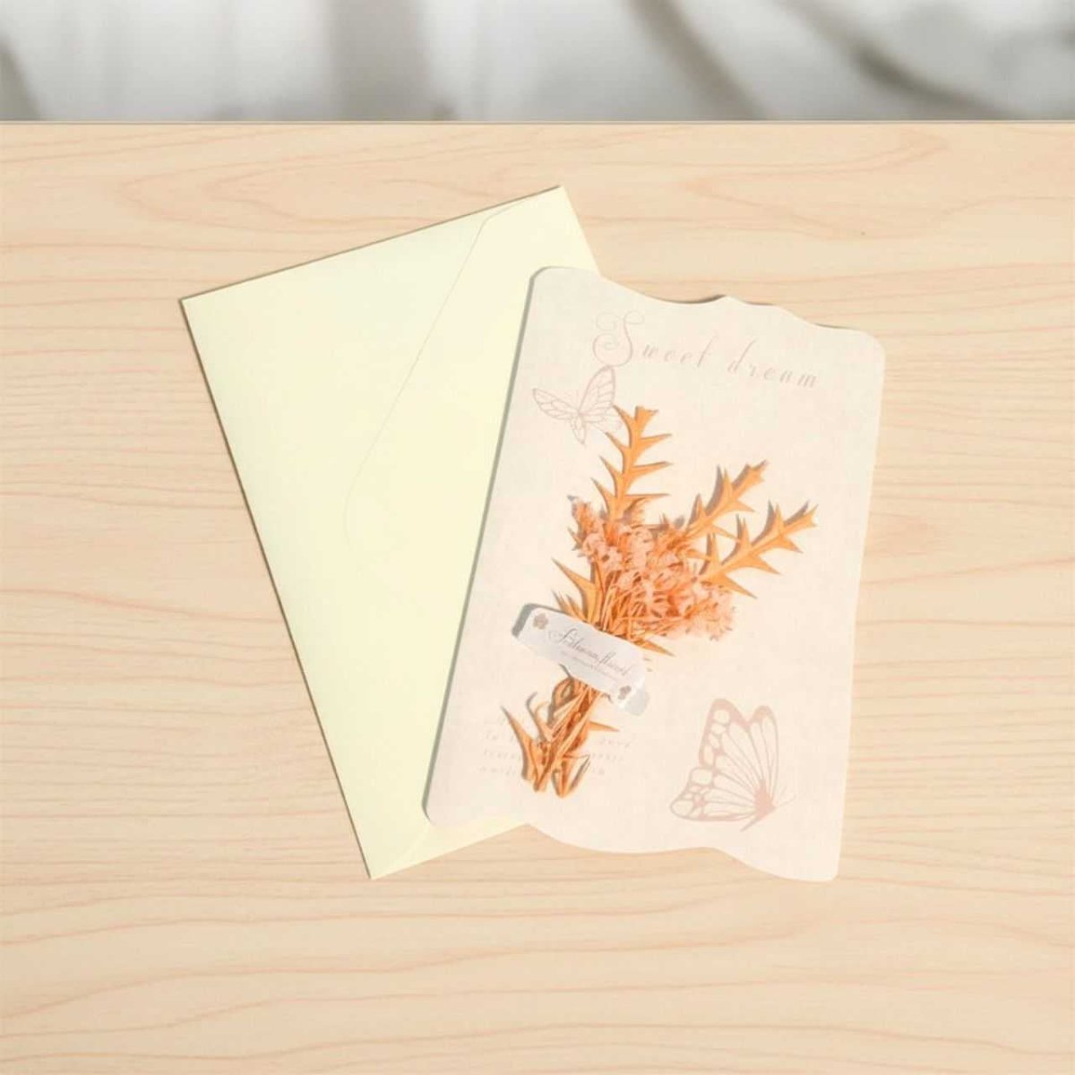 Butterfly & Dried Flower Message Card - Flowers to Nepal - FTN