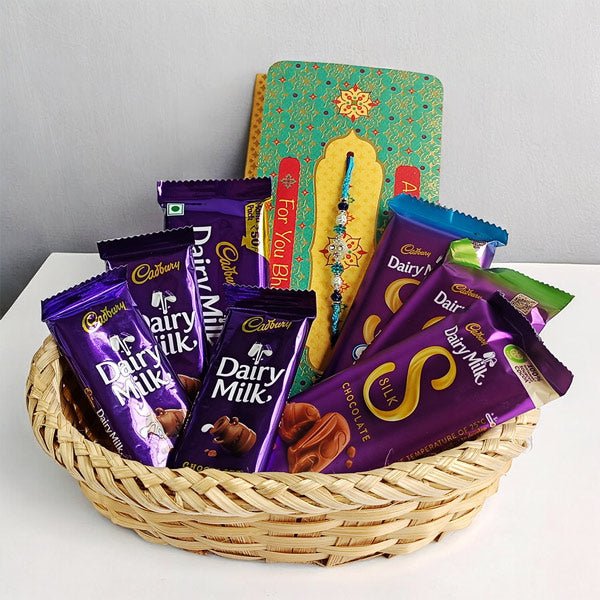 Cadbury Chocolate Assortment with Rakhi and Greeting Card - Flowers to Nepal - FTN