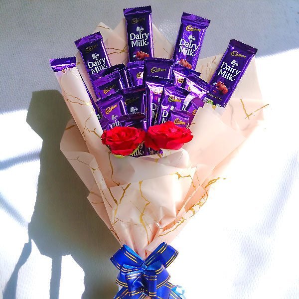 Cadbury Chocolates Bouquet With Red Roses - Flowers to Nepal - FTN