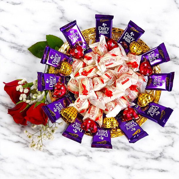 Cadbury & Raffaello Beautiful Treat with Roses - Flowers to Nepal - FTN