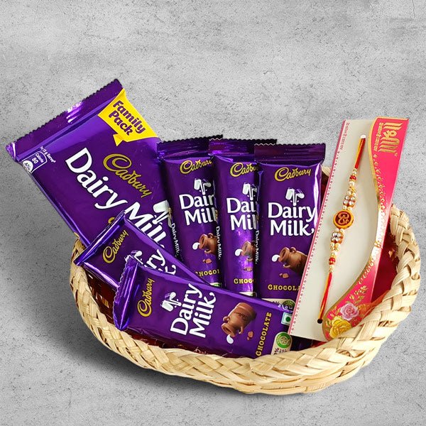 Cadbury Rakhi Chocolate Basket Hamper - Flowers to Nepal - FTN