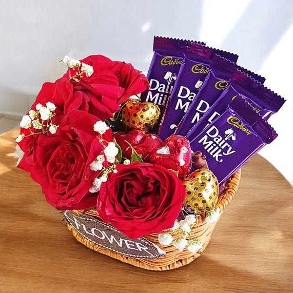 Cadbury & Roses Gift Basket - Flowers to Nepal - FTN