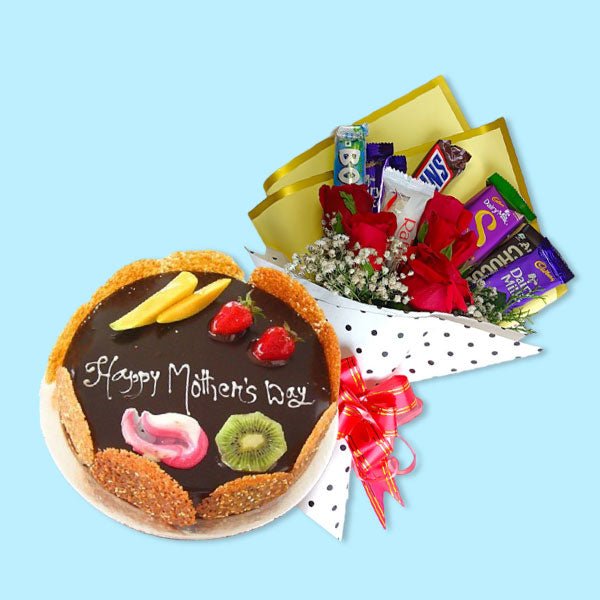 Cake Combo with Chocolates and a Rose Bouquet - Flowers to Nepal - FTN