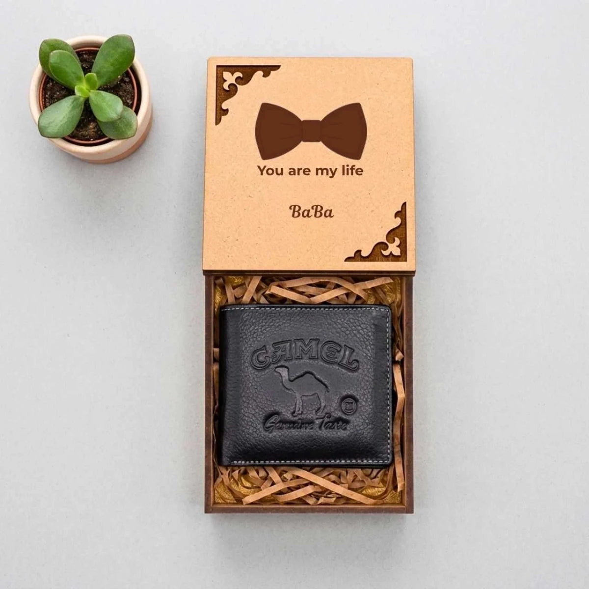 Camel Filters Wallet in Wooden Box for Baba - Flowers to Nepal - FTN