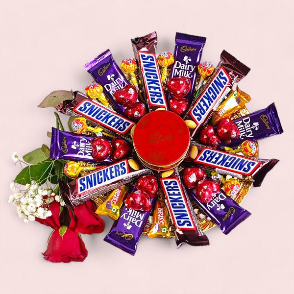 Candle, Chocolates and roses Explosion Gift - Flowers to Nepal - FTN