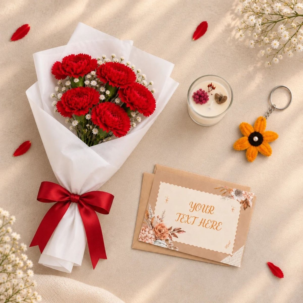 Carnation & Candle Gift Set - Flowers to Nepal - FTN