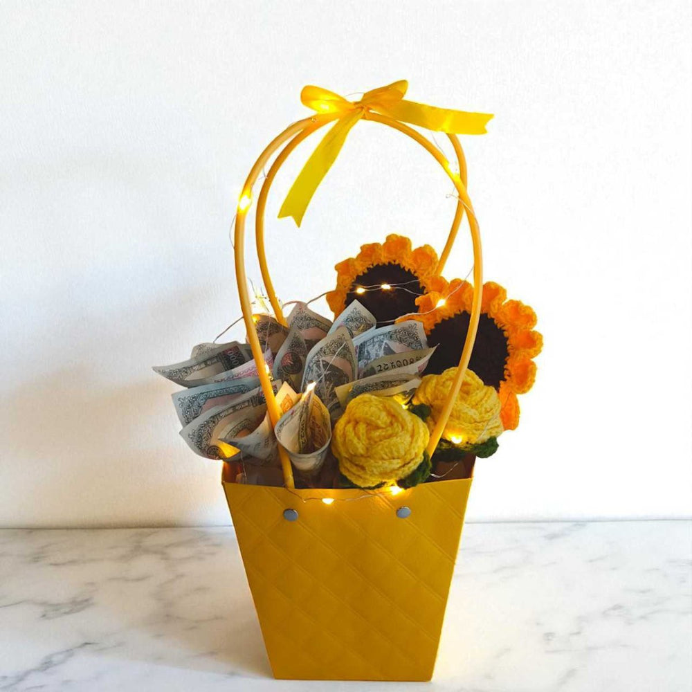 Cash & Crochet Flower Gift Bag - Flowers to Nepal - FTN