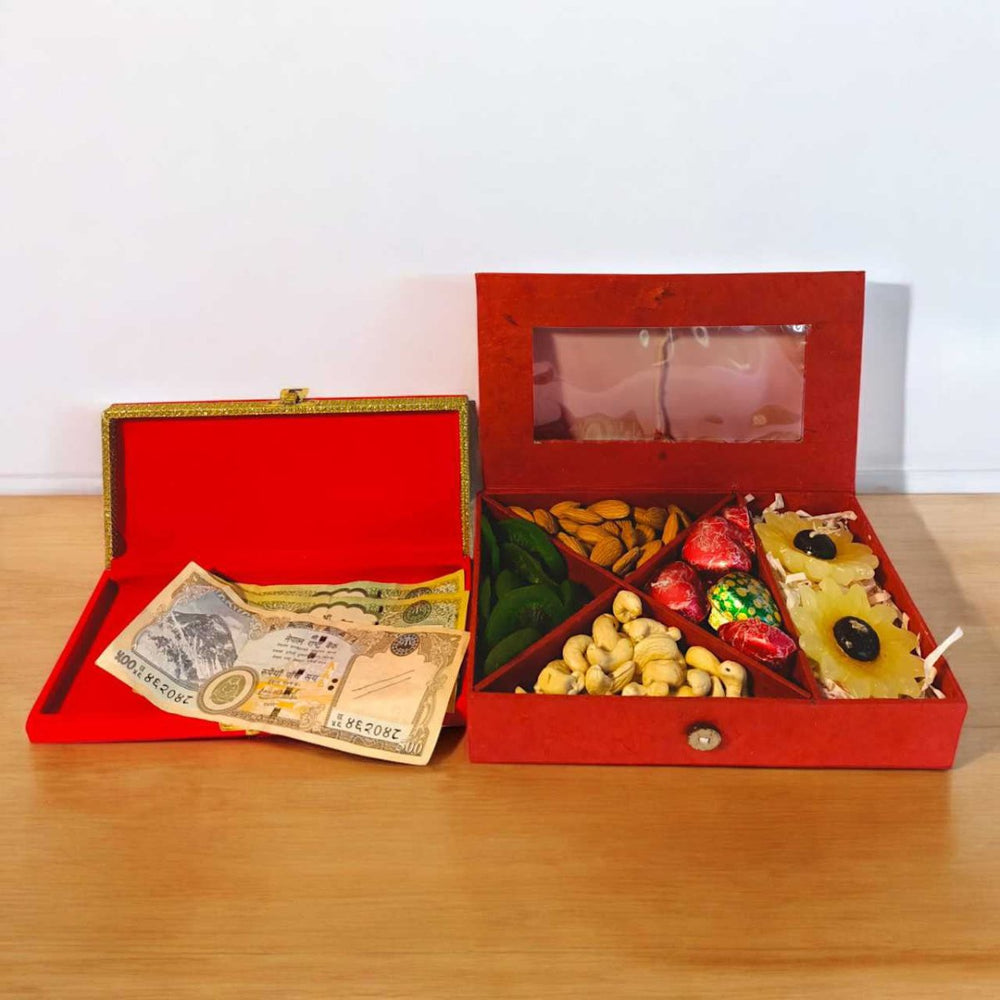 Cash Sagun With Dry Nuts Hamper - Flowers to Nepal - FTN