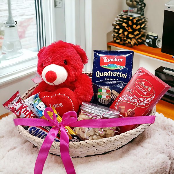 Cashew, Chocolates & Teddy Gift Hamper - Flowers to Nepal - FTN