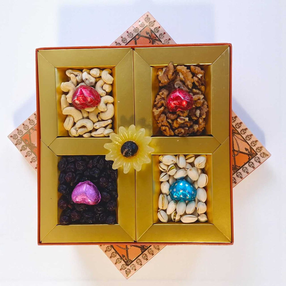 Celebration Festival with Dry Nuts, Chocolates & Candle In Box - Flowers to Nepal - FTN