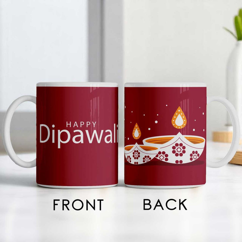 Ceramic Mug With Happy Dipawali Printed On - Flowers to Nepal - FTN