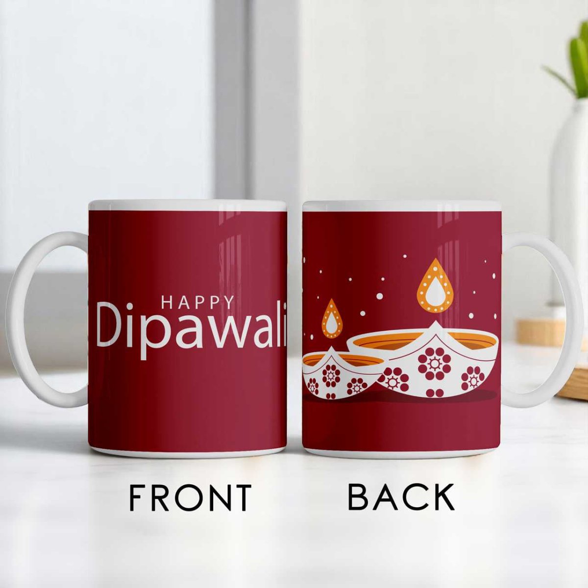 Ceramic Mug With Happy Dipawali Printed On - Flowers to Nepal - FTN