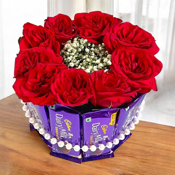 Charm Of Roses & Chocolate bouquet - Flowers to Nepal - FTN