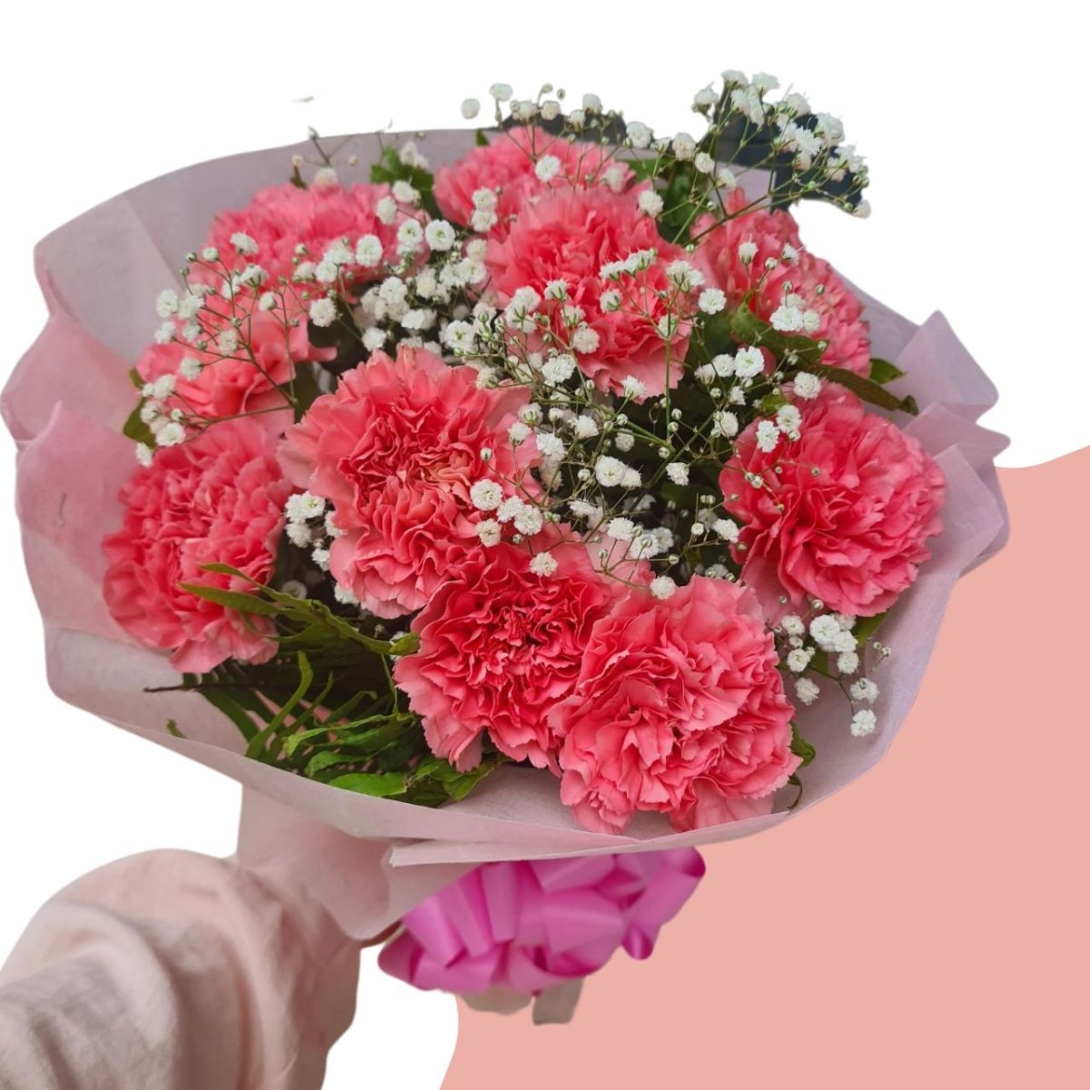 Charming 10 Pink Carnations Gift Bouquet - Flowers to Nepal - FTN