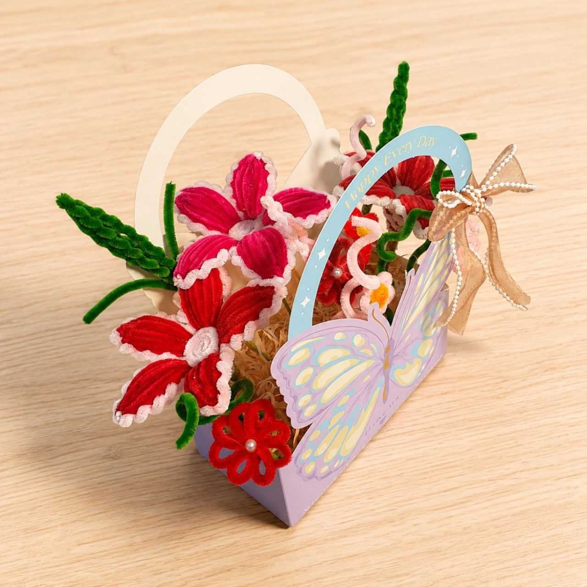 Charming Fuzzy Flowers Gift Bag with Name - Flowers to Nepal - FTN