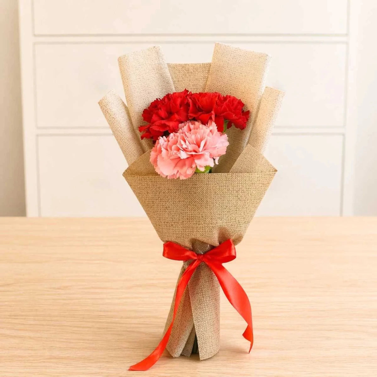 Charming Red & Pink Carnation Flower Set - Flowers to Nepal - FTN